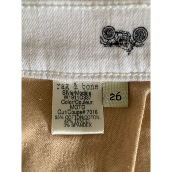 Rag & Bone ๐ Jean Shorts sz26 29 waist White mid rise motocycle print - Picture 8 of 11